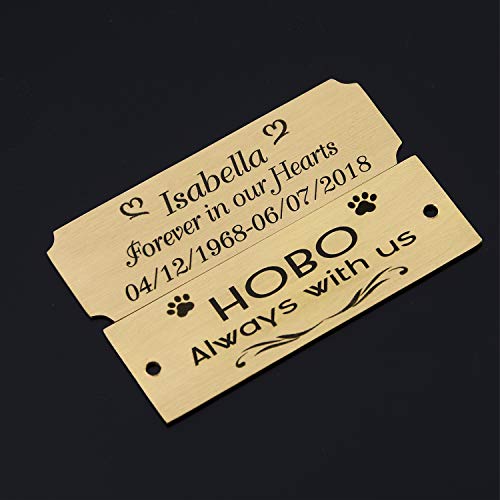 3" W x 1" H, Personalized Custom Engraved Brushed Gold Solid Brass Plate Picture Frame Name Label Art Tag for Frames, with Adhesive Backing or Screws
