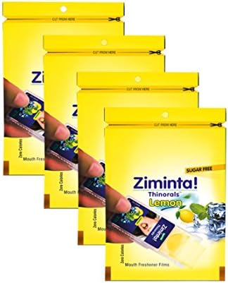 Ziminta Sugar Free Mint Mouth Freshener Easily Soluble Digestive Dispensable Strip (30 Strips, Lemon Flavour) - Pack of 4
