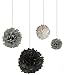 Premium Quality Tissue Paper Pom-Poms for Holiday, Anniversary, Birthday, Graduation, Wedding, Bridal & Baby Parties. Outdoor & Indoor Party Decorations. Pack of 12 (Black/Gray/White)