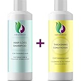 Anti-Dandruff Shampoo and Conditioner for Hair Loss + Thinning Hair - Natural Hair Care Set - Anti Breakage Volumizing Formula - Prevent Hair Loss - Promote Hair Growth - Sulfate Free for Men + Women