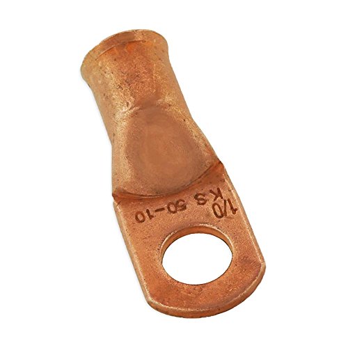 Heavy-Duty Copper Terminal Lug 1/0 Gauge 3/8" Eye