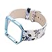 YOSWAN Replacement Band for Fitbit Blaze, Watchband Floral Soft Leather Strap Replacement Watch Band Wristband Bracelet Strap and Frame for Fitbit Blaze (White Blue+ Blue Frame)