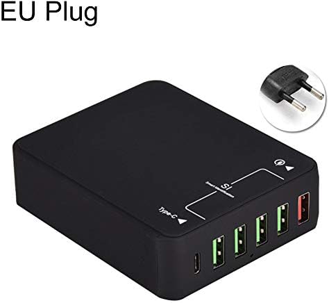 dulawei3 Universal 40W QC3.0 Type-C 5V 3A Phone 6 Ports USB Fast Charging Dock Station for iPhone Xs MAX XR X 8/7/6/6s Plus Samsung Galaxy S5/S6/S7/S8/S9 Note 9 8 Huawei Xiaomi LGEU Plug