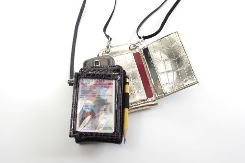 Miamica Deluxe Silver Quilted Generation 2 PDA Case Cross Body Cell Phone Blackberry Iphone Holder with Wallet