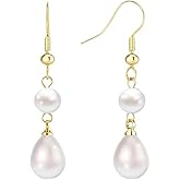 Elegant Double Pearl Drop Earrings - Classic Beauty for Women, Simple Pearl Dangle Earrings Jewelry for Women