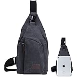 Canvas Sling Chest bag for Men Women, Unisex Shoulder Crossbody Backpack for Travel Hiking Camping Cycling or other Outdoor activities by Termichy (Black)
