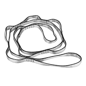 Fafeims 1.1M 7 Loops Yoga Extension Rope Belt Adjustable Nylon Strap Rope for Hammock Aerial Yoga Outdoor Activities (Grey)