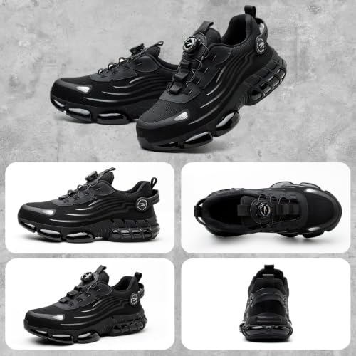 GemChve Safety Shoes Men Women Lightweight Breathable Sneakers Non-Slip Safety Shoes with Steel Toe Quick Adjustment of Laces 36-46 EU