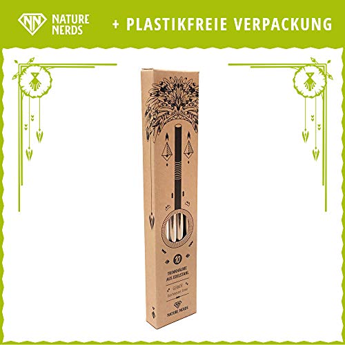 Nature Nerds - wiederverwendbare Edelstahl Trinkhalme (10 Stück + Reinigungsbürste) Strohhalme, Trinkröhrchen… – Bild 6