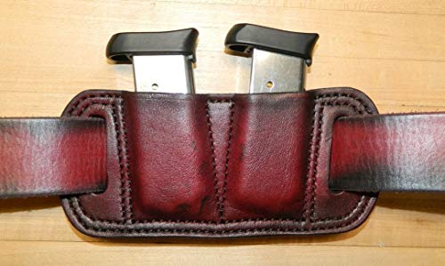 Leather - Double Magazine Ammunition Pouch, For 9mm mags, Fits Sig P938