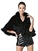 MEEFUR Women's Real Mink Fur Knitted Cappa with Fox Fur Collar Winter Warm Wedding Cloak Soft Natural Fur Cape (Black,M)