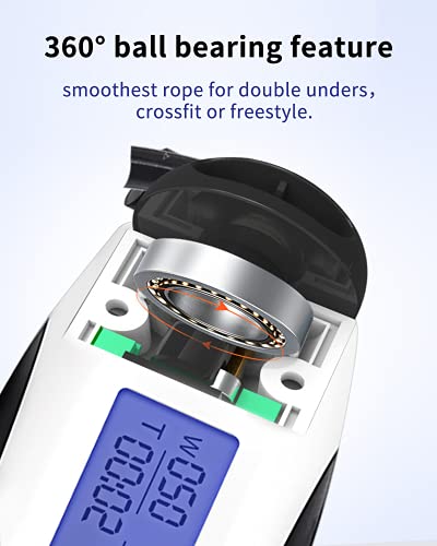 Jump Rope Counter, cordless skipping rope with Calorie Counter,weighted jump rope for woman, man, kids, Fitness, Crossfit, Exercise , Boxing, Gym