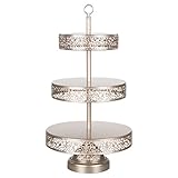 Amalfi Decor 3 Tier Dessert Cupcake Stand, Large Pastry Candy Cookie Tower Holder Plate for Wedding Event Birthday Party, Round Metal Pedestal Tray, Champagne