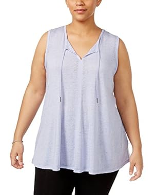 Performance Women's Plus Size ICY Wash Tie Front Drapey Tank