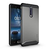 TUDIA Nokia 8 Case, Slim-Fit HEAVY DUTY [MERGE] EXTREME Protection / Rugged but Slim Dual Layer Case for Nokia 8 (Metallic Slate)