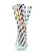 Rainbow Straws, Paper Birthday Party Straws (25 Pack) - Circus Red, Green, Blue, Purple, Orange, Yellow Assorted Colorful Striped Straws, Wedding Cake Pop Sticks, Lollipop Sticks