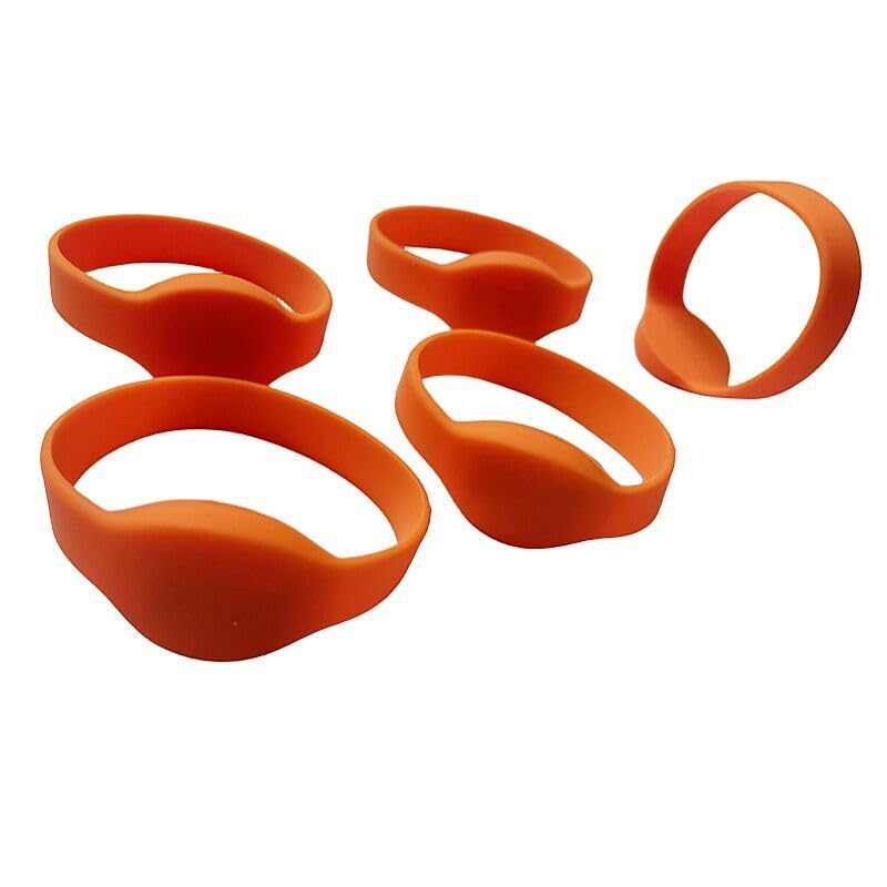 YARONGTECH MF1 S50 Rfid Wristband 13.56MHZ ISO14443A Silicone Adult Size bracelet (Pack of 5) (Orange)