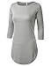 URBANCLEO Womens 3/4 Sleeves Mini Dress Jersey Long T-Shirt Hgray Small