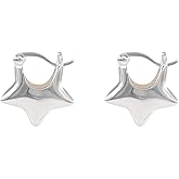 Silver Star Earrings for Women Vintage Star Huggie Hoop Earrings Dainty Pentagram Earrings Minimalism Star Statement Earrings Charm Hypoallergenic Jewelry Gifts