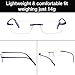 GAMMA RAY 2 Pairs Lightweight Rimless Flex Readers Reading Glasses - 1.50x