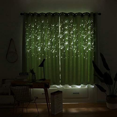 Promisen Meteor Shower Hollow Out Curtains,1PCS Modern Window Sheer Voile Drape Valance Curtains for Dining Room,Living Room,Bedroom (Green)