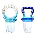 PChero Fresh Food Feeder Pacifier 2 Pack + 2pcs Pacifier Clips and 3pcs Free Food Grade Silicone Sucker, Infant Fruit Teething Toy - for Baby 3 Months and Up -[Boy Color]