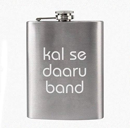 Vikas gift gallery kal se daaru Band Hip Flask (Pocket Stainless Steel Whiskey Holder Liquor Holder 7 oz (200ml)