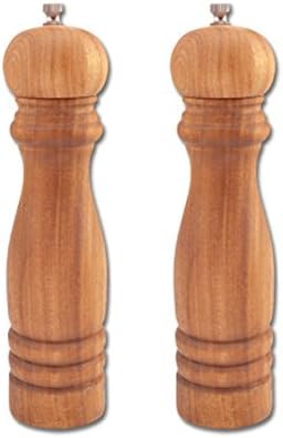 Fastnova Adjustable Ceramic Rotor Salt and Pepper Grinder, Manual Acacia Dome Wood Pepper Mill and Salt Mill, Brown, 7 inch Set of 2