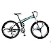 LOOCHO 21 Speed Foldable Mountain Bike 26 Inches 3-Spoke Wheel Dual Suspension Dual Disc Brake MTB Tire Bicycle (Blue)thumb 1
