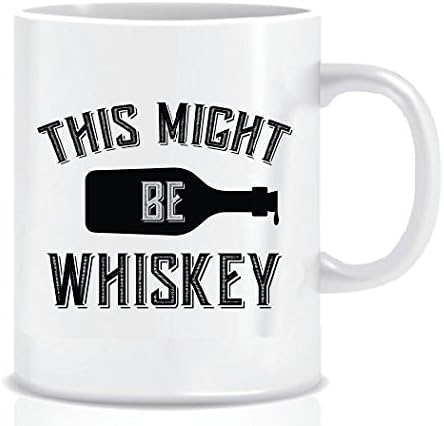 THIS MIGHT BE Whiskey (Black Bottle) - Coffee Mug in Blue Ribbon Gift Box - 11 oz