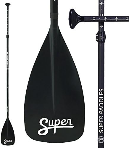 Stand Up Paddle - 3-Piece Adjustable SUP Paddle. Super Paddles - Alloy Series - Aluminum Shaft, Nylon Blade