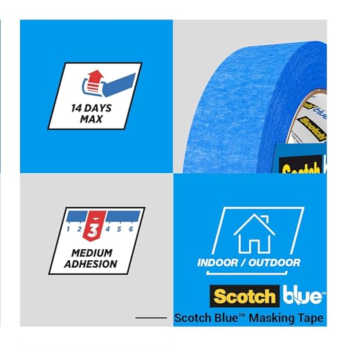 ScotchBlue Multi-Surface Premium Masking Tape, 36 mm x 41 m, 4 Rolls/Case - Scotch Adhesive Blue Painters Tape, For Painting and Decorating, Indoor & Outdoor, Sticks Well, 100% PEFC