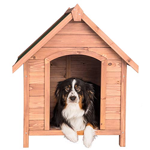 tectake Hundehütte outdoor, groÃe Hütte für Hund, winterfest, Hundehöhle für Zuhause und drauÃen, Holz Box Haus mit aufklappbarem Dach, Hundehaus für drinnen und drauÃen – Bild 3