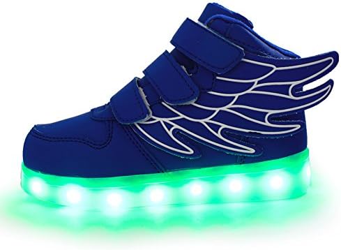 Nikeyy Wings Children's 7 Colors LED Shoes Flashing Rechargeable Sneakers Dance Shoes For Kids Boys Girls Toddler-Dark Blue/US Big Kids 4.5/EUR 35