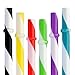 Dakoufish 12 Piece 9 Inch Reusable Plastic Thick Drinking Straws BPA Free Mason Jar Straws Big Stripe (9inch 6Color)
