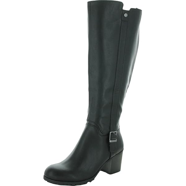 WHITE MOUNTAIN Stivale Alto Donna Madilynn Con Tacco A Blocco – Nero/Liscio, Fodera In Pelliccia Sintetica, 38 EU