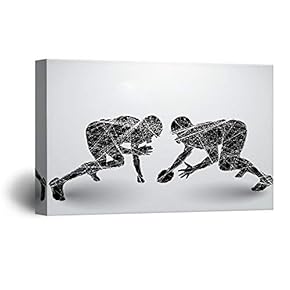 Canvas Wall Art Sports Theme - Football Players Competition - Giclee Print Gallery Wrap Modern Home Art Ready to Hang - 12x18 inches