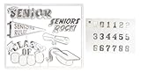 Senior Trinket Pack Graduation Embellishments 6pc package white plastic with metallic silver print