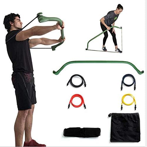 Sinrextraonry Bow Portable Home Gym Resistance Bands and Bar System for Travel, Fitness, Weightlifting and Exercise Kit, Full Body Workout Equipment Set â€¦