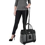 Less than Perfect  "Dallas 2" Black and Grey Tooled Rolling iPad Tablet or Laptop Tote Carryall Bag