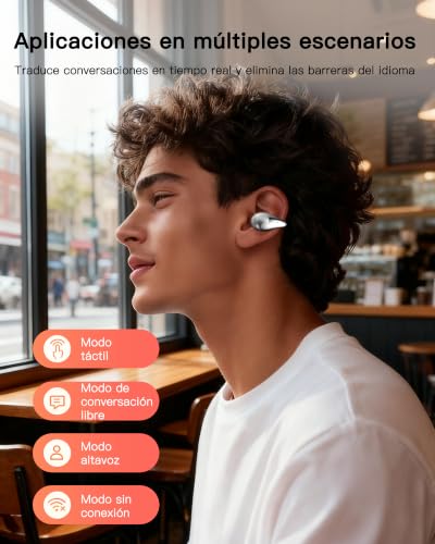 Xoruezls Auriculares Traductor en Tiempo Real - Traductor Instantaneo de Voz e Idiomas con IA, 199 Lenguas, Traducción Simultánea, Pinganillo, Cascos y Audífonos Traductores Inalámbricos Bluetooth