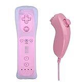 Poulep 1 Pack Gesture Controller and Nunchuck Joystick with Silicone Case Compatible for Nintendo Wii Wii U Gamepad Console (Pink)