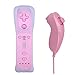 Poulep 1 Pack Gesture Controller and Nunchuck Joystick with Silicone Case Compatible for Nintendo Wii Wii U Gamepad Console (Pink)