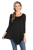 Frumos Womens Tunic For Leggings Round Neck Top Black 2XL