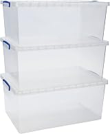 Really Useful Box Nestable 62 Litre Clear Storage Box Pack of 3