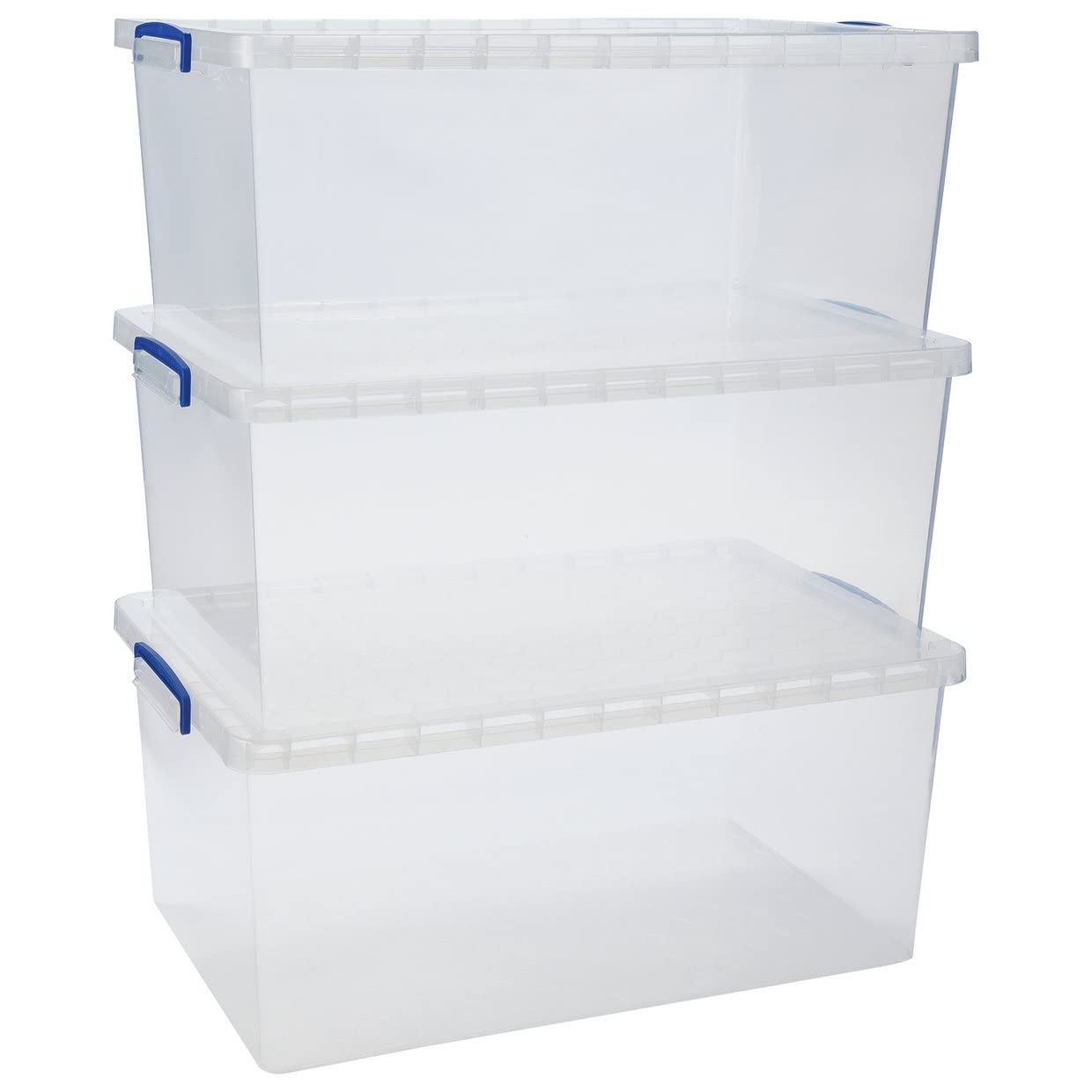 Really Useful Nestable Plastic Storage Box 62 Litre Clear (Pack of 3) โ image 1