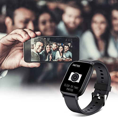 Smart Watch for Men Women Compatible with iPhone Samsung Android Phone 1.69 inch Full Touch Screen IP68 Waterproof Bluetooh Fitness Tracker Heart Rate/Sleep Monitor (Black)