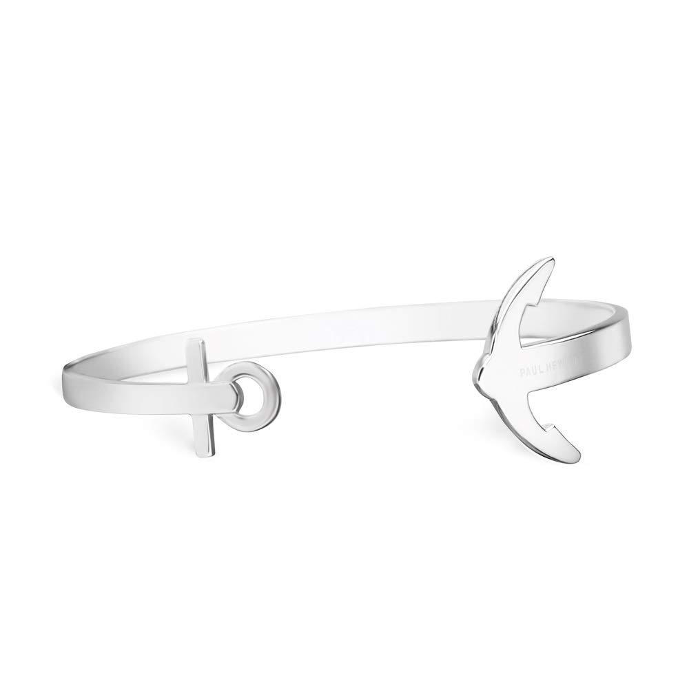 PAUL HEWITT ANCUFF Womens Silver Bangle - Open-Style Womens Bangle Bracelet Made of Stainless Steel, Beautiful Anchor-Design Silver Jewellery for Women