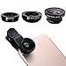 XCSOURCE Clip 180 Degree Fish Eye Lens + Wide Angle + Micro Lens Kit for iPhone 4 4S 4G 5 5G 5S Samsung Galaxy S3 i9300 S4 i9500 cell phone (Black) DC264B