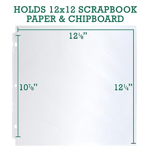 Samsill Scrapbook Refill Pages 12x12 Inches, 50 Pack, Super Heavyweight